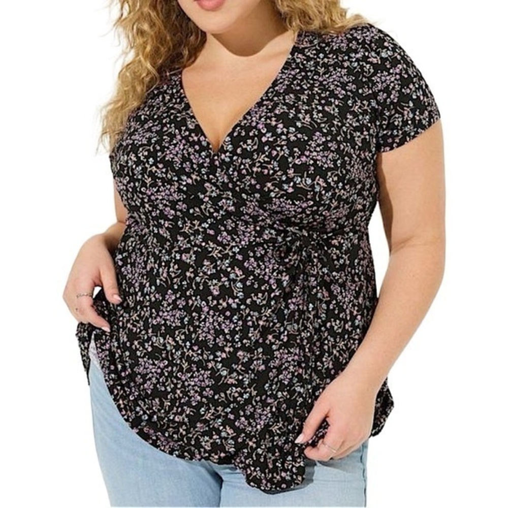 Torrid Black and Purple Floral Blouse - Picture 2 of 8